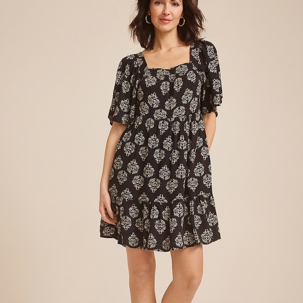 NWT Maurices Black and White Floral Mini Dress